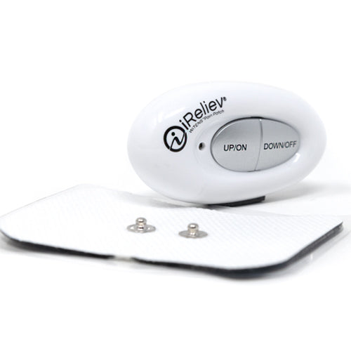 iReliev TENS Mini wireless tens pain relief patch with control buttons and adhesive pad — view 5