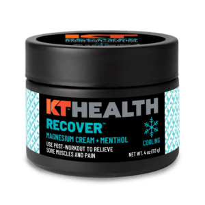 4 oz jar of KT Tape Recover cooling magnesium cream with 2% menthol