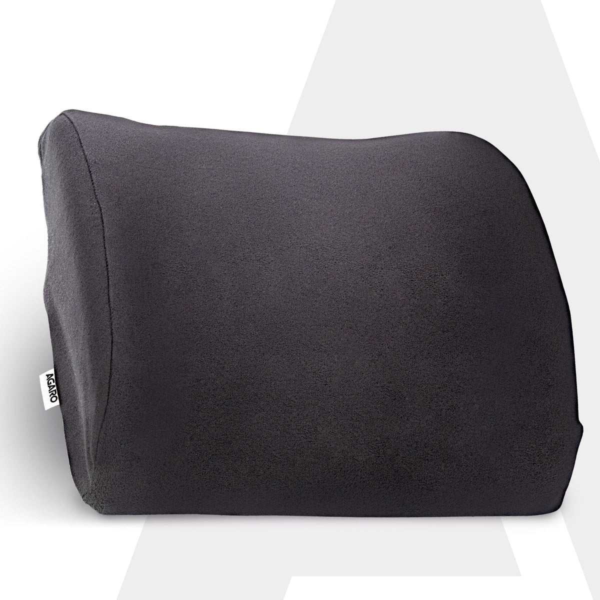 Memory foam lumbar support cushion with straps fitted to an office chair backrest — view 1