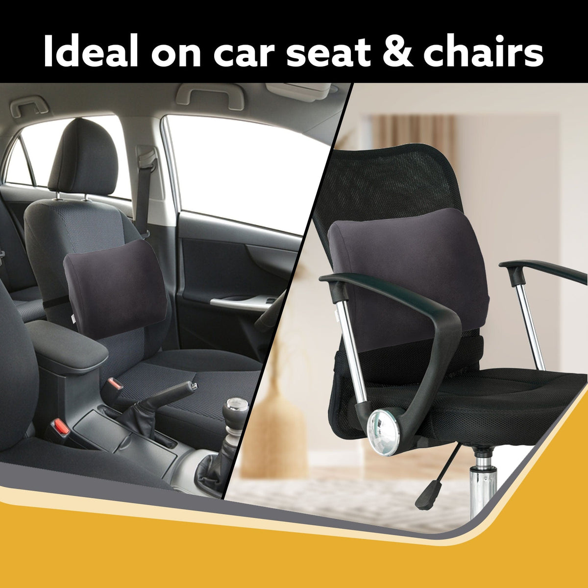 Memory foam lumbar support cushion with straps fitted to an office chair backrest — view 5
