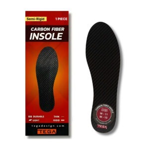 Tega Design semi-rigid carbon fiber insole, 1.1 mm thick, men's size 10.5, viewed from above