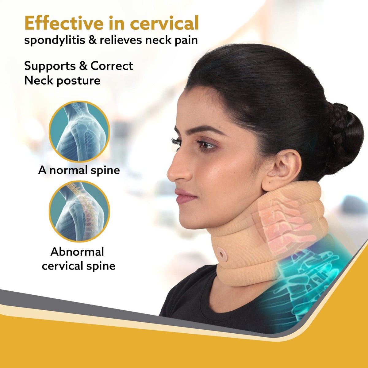 AGARO soft foam cervical collar neck support with hook-and-loop closure — view 2