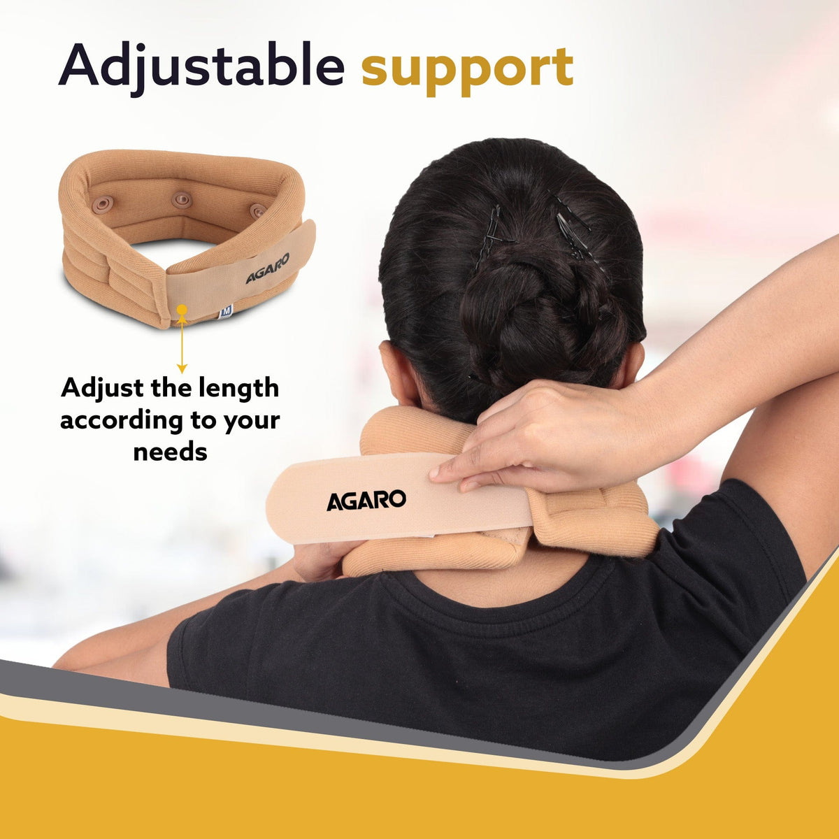 AGARO soft foam cervical collar neck support with hook-and-loop closure — view 4
