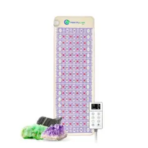 HealthyLine Platinum pemf infrared mat, 72 by 24 inches, unrolled flat with gemstone surface visible