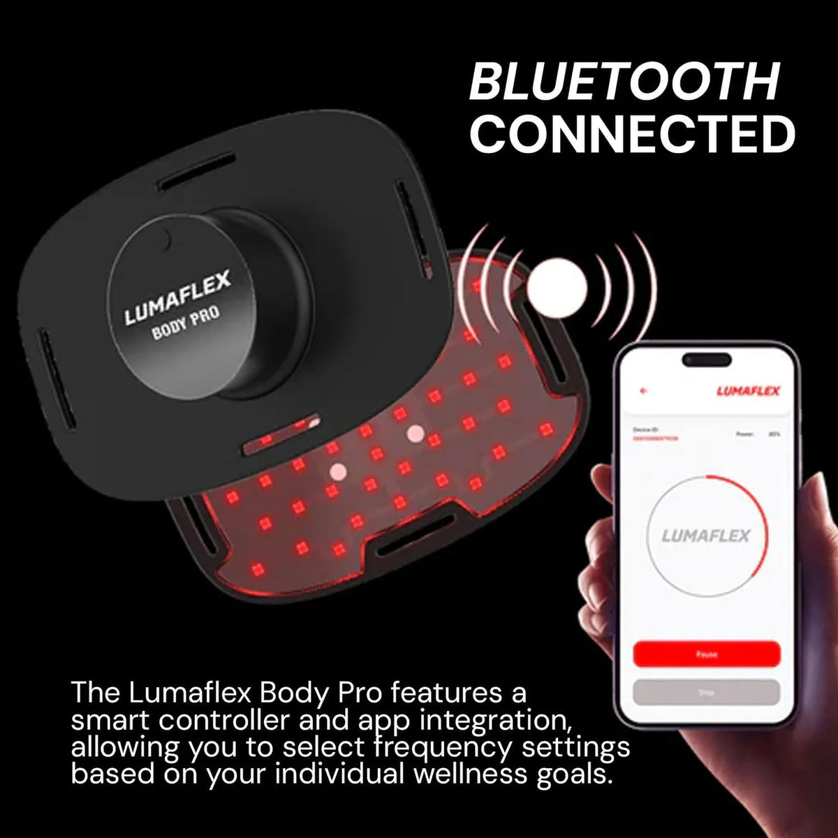 Lumaflex Body Pro red light therapy wrap wrapped around a person's shoulder and upper arm — view 2