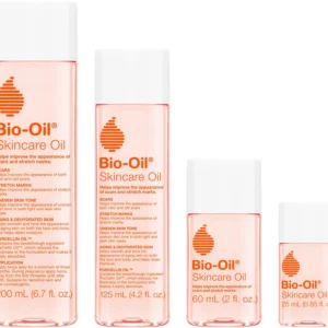 Bio-Oil Skincare Oil US bottles in 200, 125, 60 and 25 ml, left to right