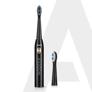 AGARO Cosmic Lite sonic toothbrush in black with its second brush head