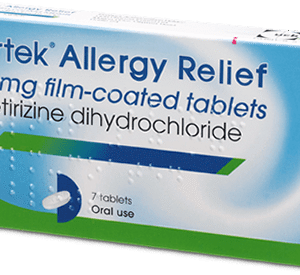 Zirtek 10 mg cetirizine dihydrochloride film-coated tablets carton (the 7-tablet carton is pictured)
