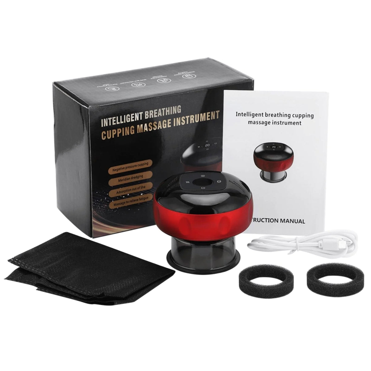 APE BORN Fitness smart cupping massager with red light, shown on a back and neck — view 2