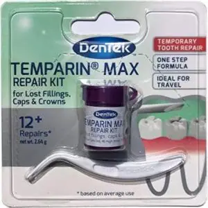 DenTek Temparin Max temporary filling kit box with applicator and repair material