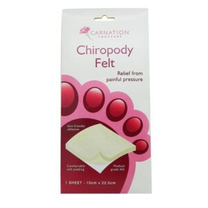 Carnation chiropody felt sheet, 5mm self-adhesive 10cm x 22.5cm padding for feet