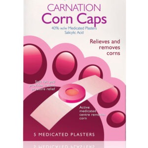 Carnation pack of 5 corn caps plasters with soft felt rings for foot corns