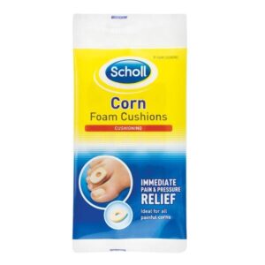 Scholl pack of foam corn cushions with dual-layer padding for toes