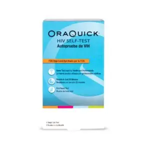 OraQuick HIV Self-Test box, front view, 1 single-use test