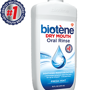 Biotène Dry Mouth Oral Rinse, Fresh Mint bottle (the maker's image shows the 16 fl oz size)