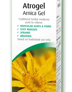 A.Vogel Atrogel arnica gel for bruises, 50ml tube shown beside its carton