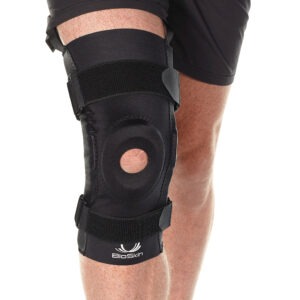 BioSkin pull-on hinged knee brace in size 4XL with aluminum side hinges