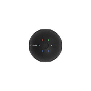 Hyperice Hypersphere Go vibrating massage ball in black, shown upright on a plain background