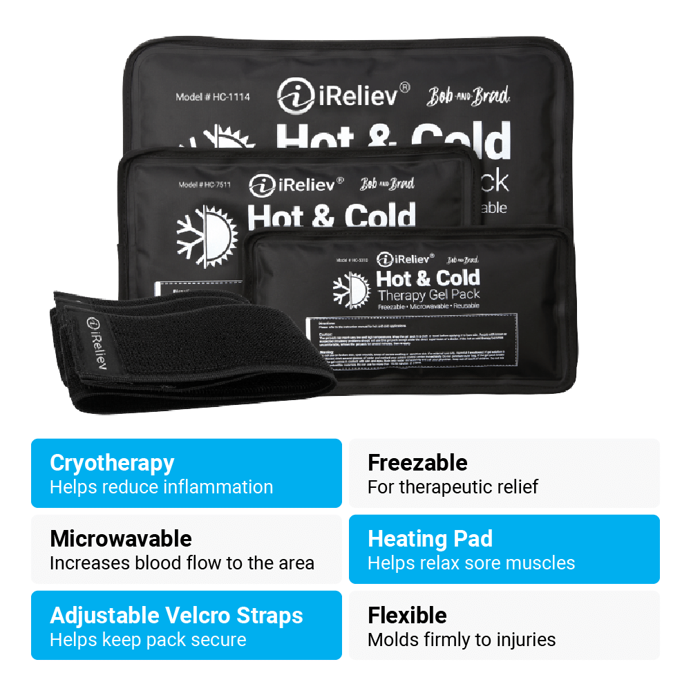 iReliev reusable hot cold gel pack, 11 x 14 inches, shown with securement straps — view 5