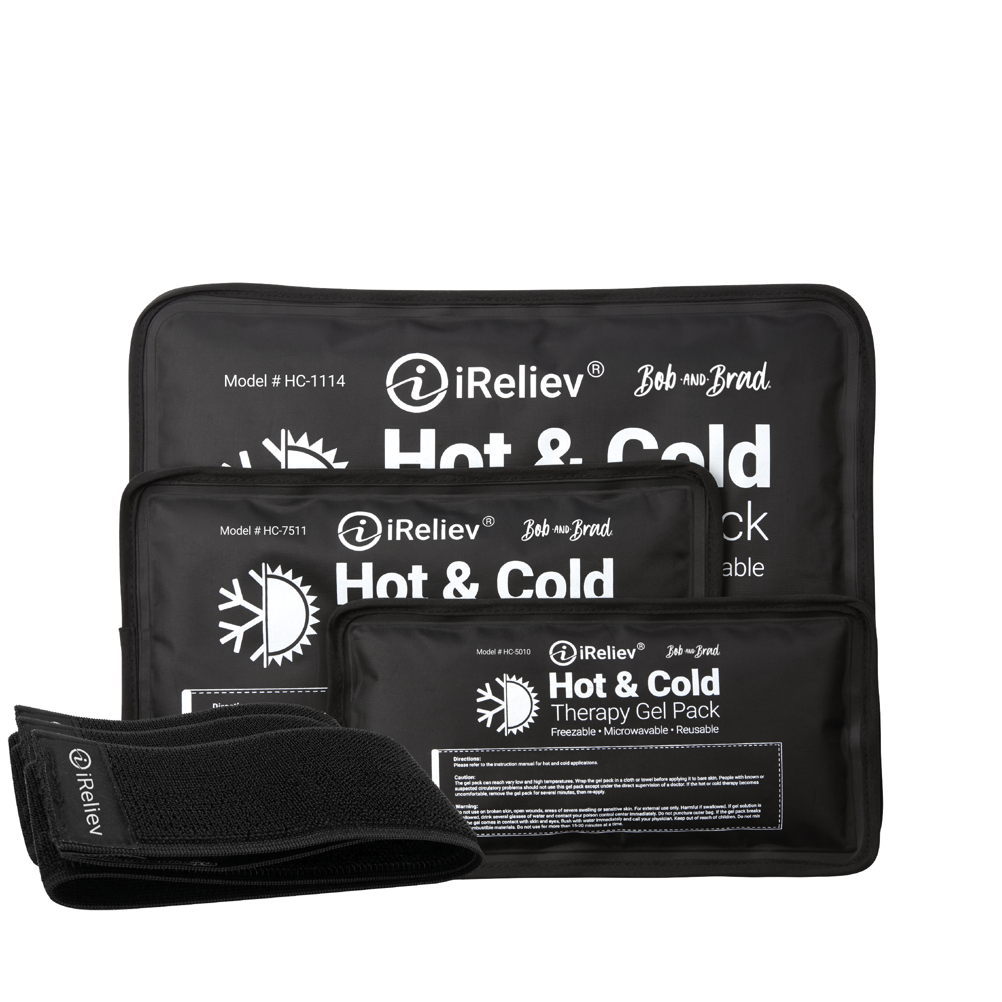 iReliev reusable hot cold gel pack, 11 x 14 inches, shown with securement straps — view 4