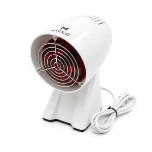 Mvolo Infraroodlamp Mini tabletop infrared lamp with tiltable head standing on a desk