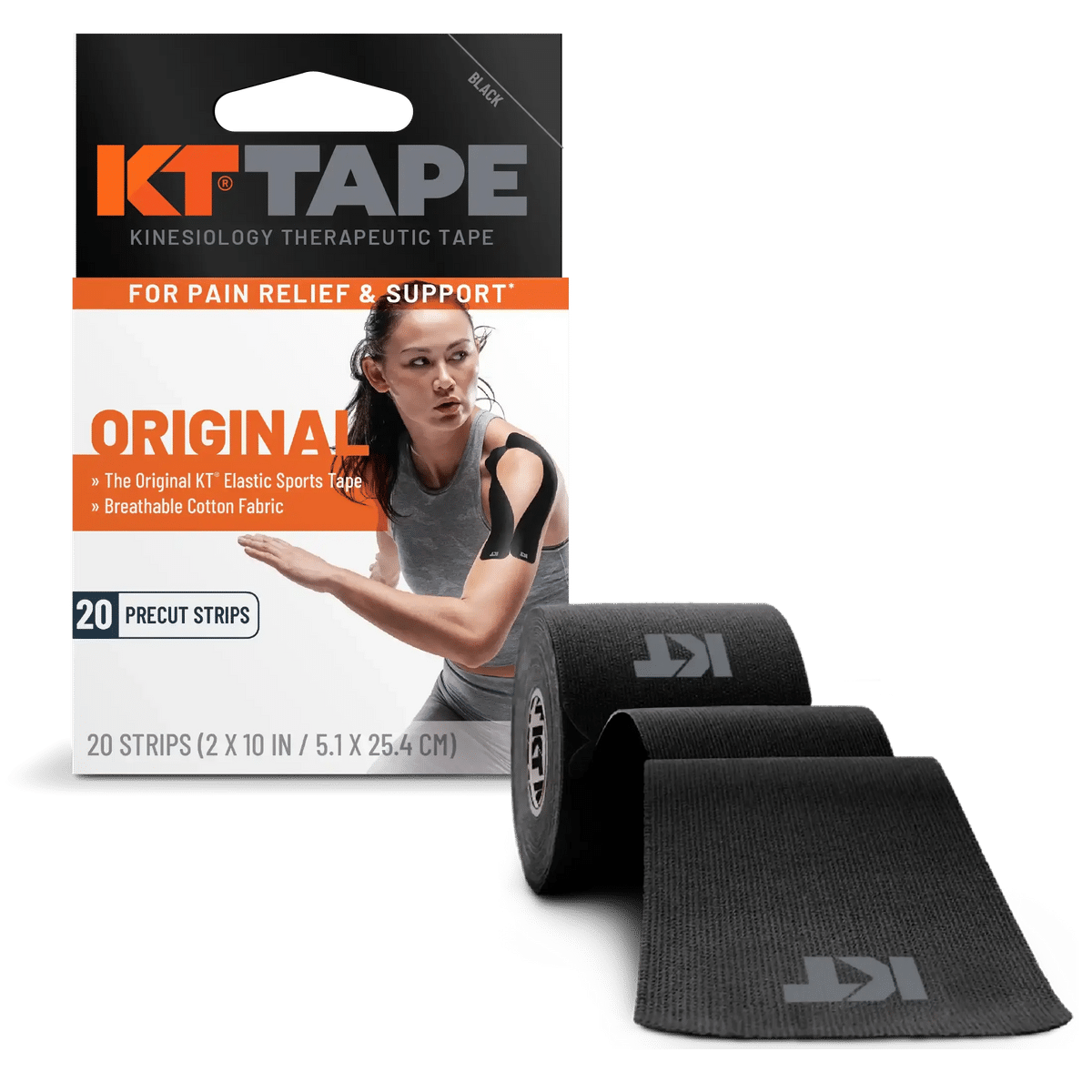 Red KT Tape Original kinesiology tape for elbow, box of 20 pre-cut cotton strips