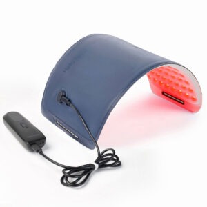 Lumy Health red light therapy belt worn around the lower back with glowing red LEDs