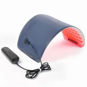 Lumy Health red light therapy belt worn around the lower back with glowing red LEDs