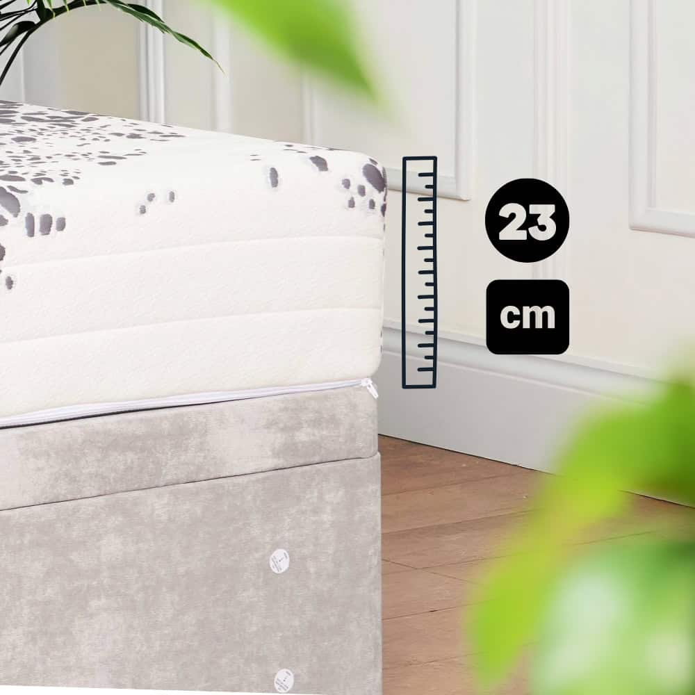 Majestic 9000 extra firm double mattress in 135 x 190 cm, shown uncovered on a plain bed base — view 5