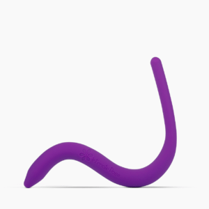Intimate Rose Original Pelvic Wand, curved purple silicone wand, side view