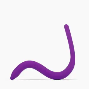 Intimate Rose Original Pelvic Wand, curved purple silicone wand, side view