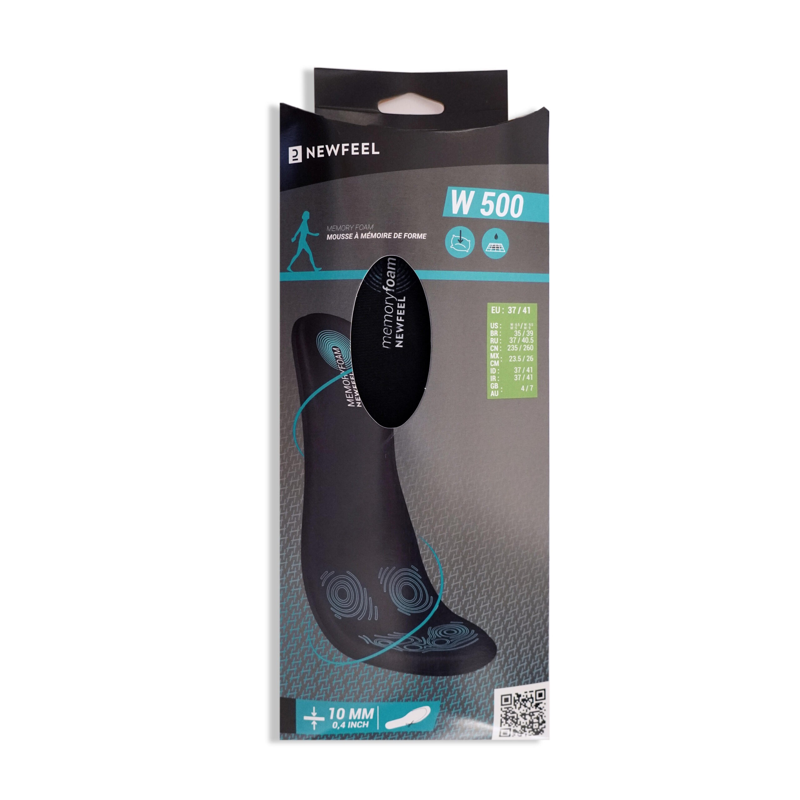 Decathlon W500 memory foam insoles shown as a pair on a plain background — view 5