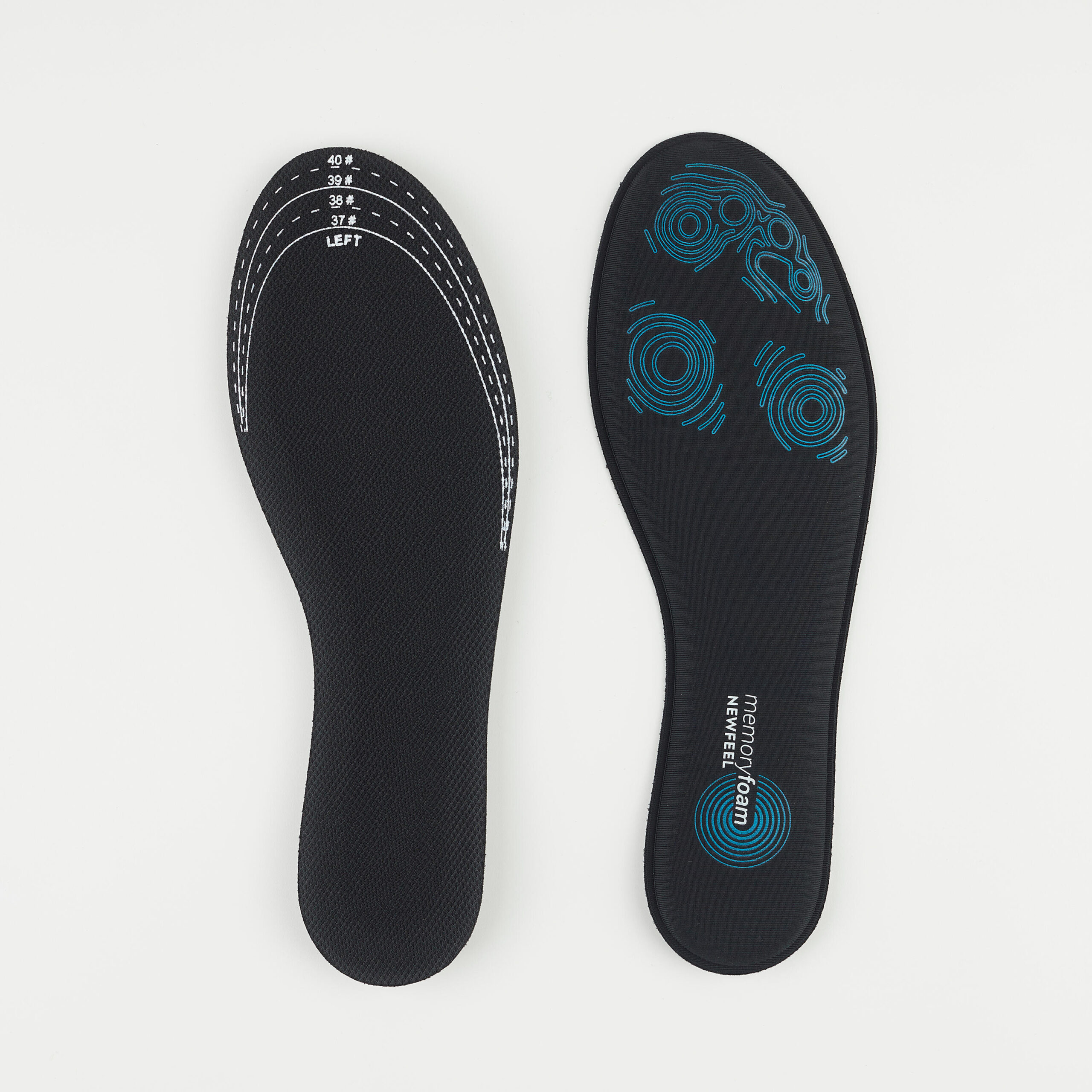 Decathlon W500 memory foam insoles shown as a pair on a plain background