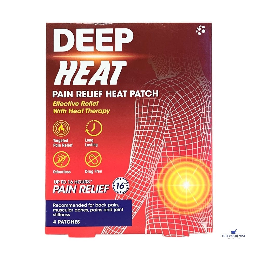 Deep Heat self-heating patch box, pack of 4, front