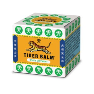 Small 19g jar of Tiger Balm white ointment with its red and white label