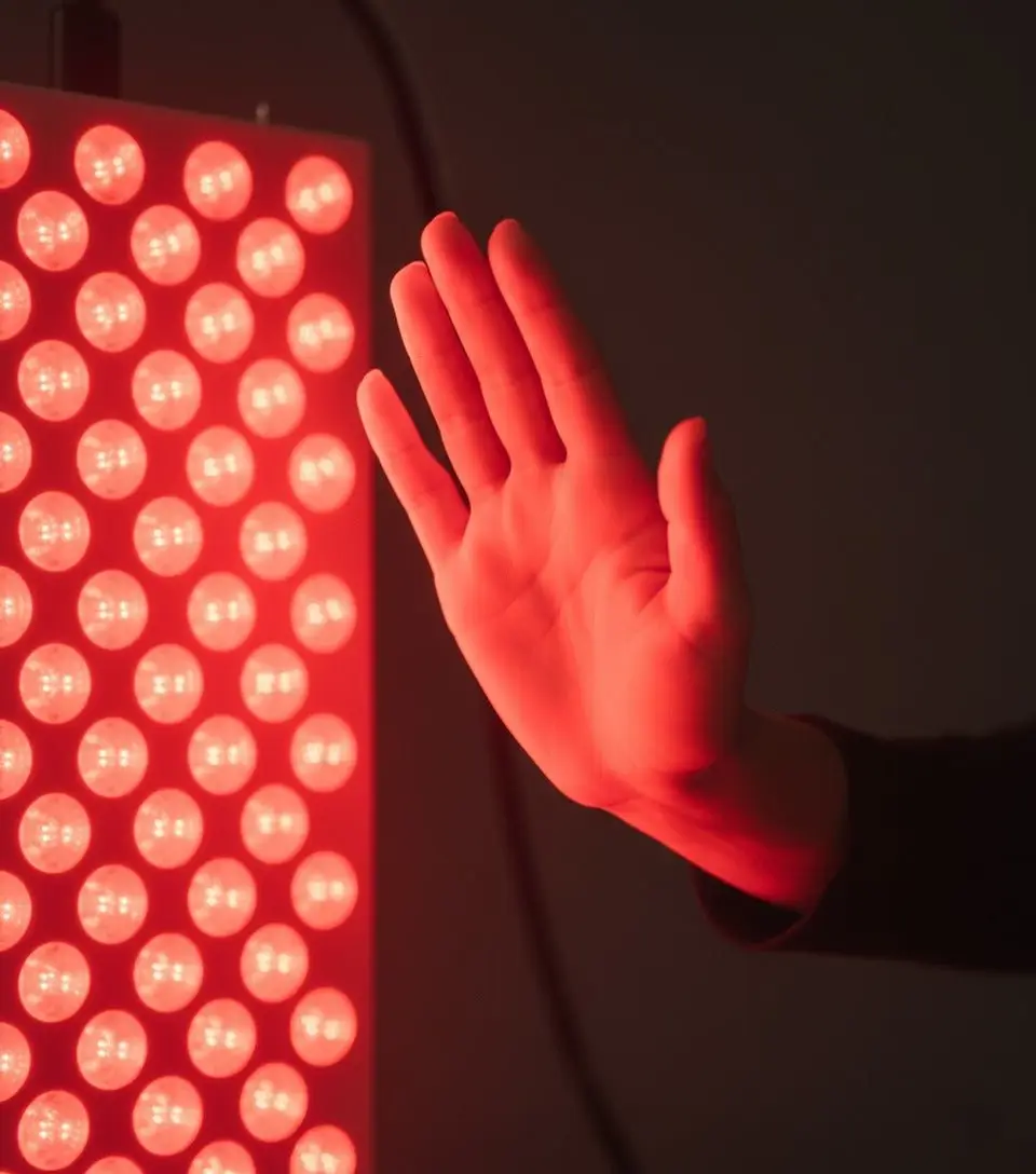 Mvolo Elite Series 506 red light therapy panel with 120 dual-chip LEDs switched on — view 4