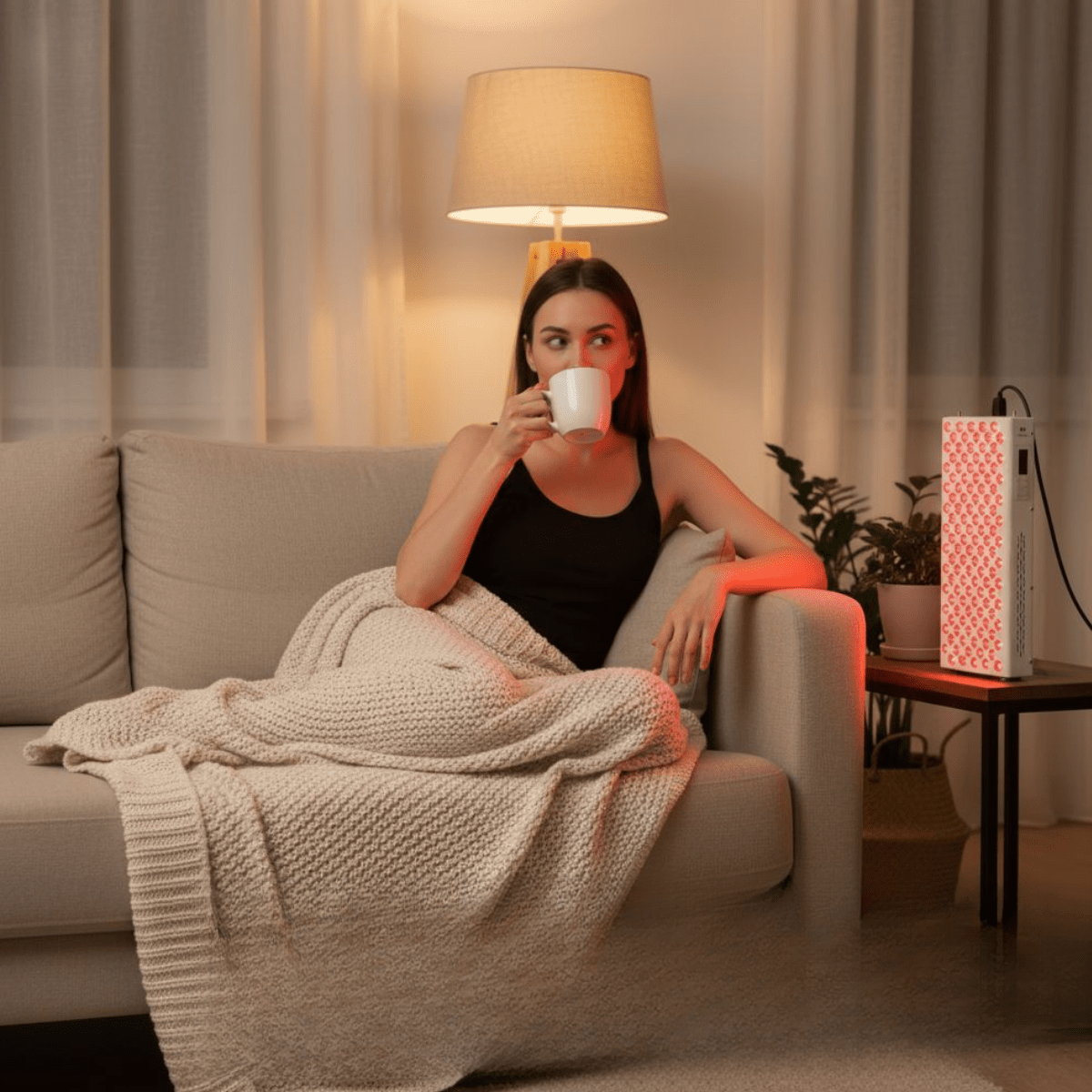 Mvolo Elite Series 506 red light therapy panel with 120 dual-chip LEDs switched on — view 5