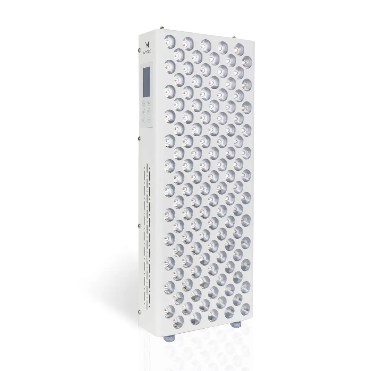 Mvolo Elite Series 506 red light therapy panel with 120 dual-chip LEDs switched on — view 2