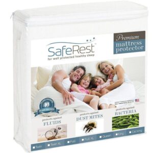SafeRest Premium mattress protector in its zip packaging, front