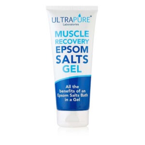 UltraPure 200ml epsom salt arnica gel tube with aloe vera, shown on a plain background