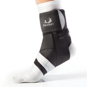 BioSkin TriLok plantar fasciitis ankle brace in size L shown with its three support straps