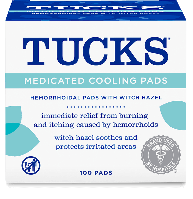 Tucks Medicated Cooling Pads box front, 100 pads