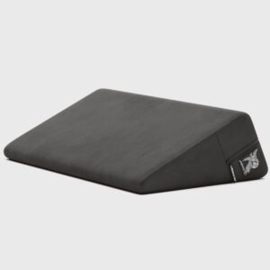 Liberator Wedge foam positioning pillow in black micro-velvet, side view