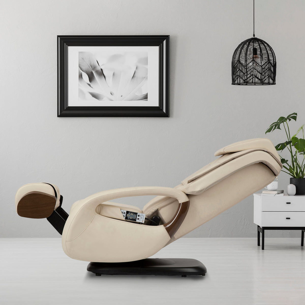 Human Touch WholeBody 8.0 full body massage chair in black upholstery, reclined — view 5