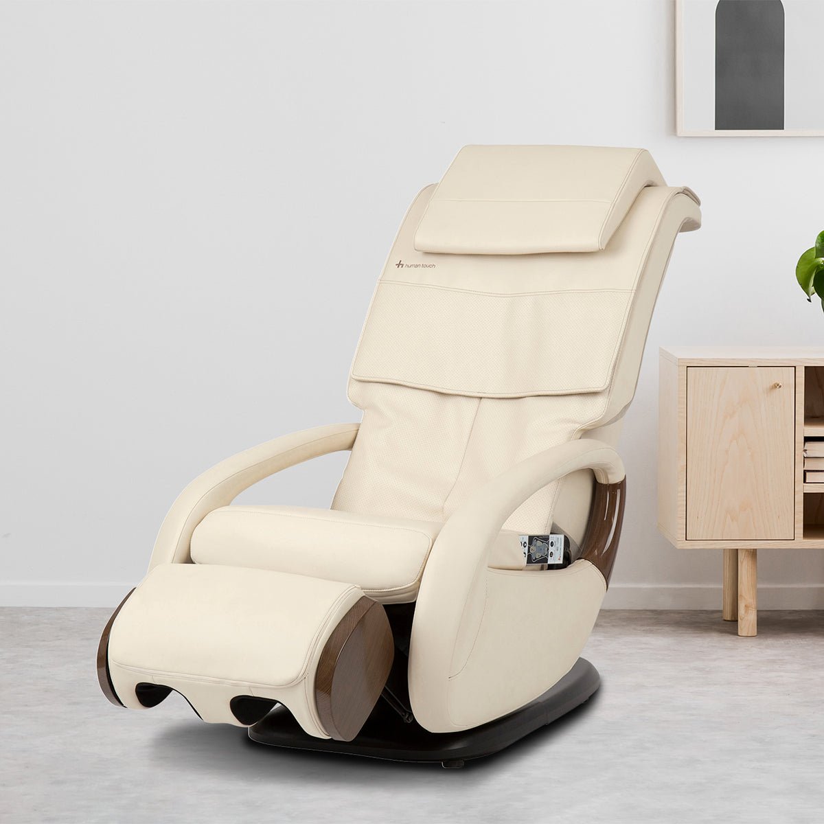 Human Touch WholeBody 8.0 full body massage chair in black upholstery, reclined — view 2