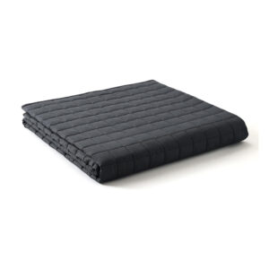 YnM cotton weighted blanket in dark grey, folded